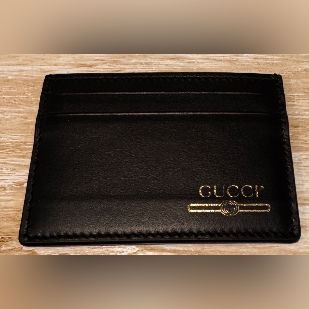 Gucci Black And Gold Card Holder